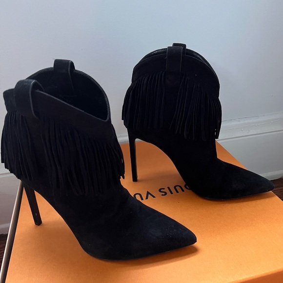 Saint Laurent Suede Fringe Boots - Picture 12 of 12
